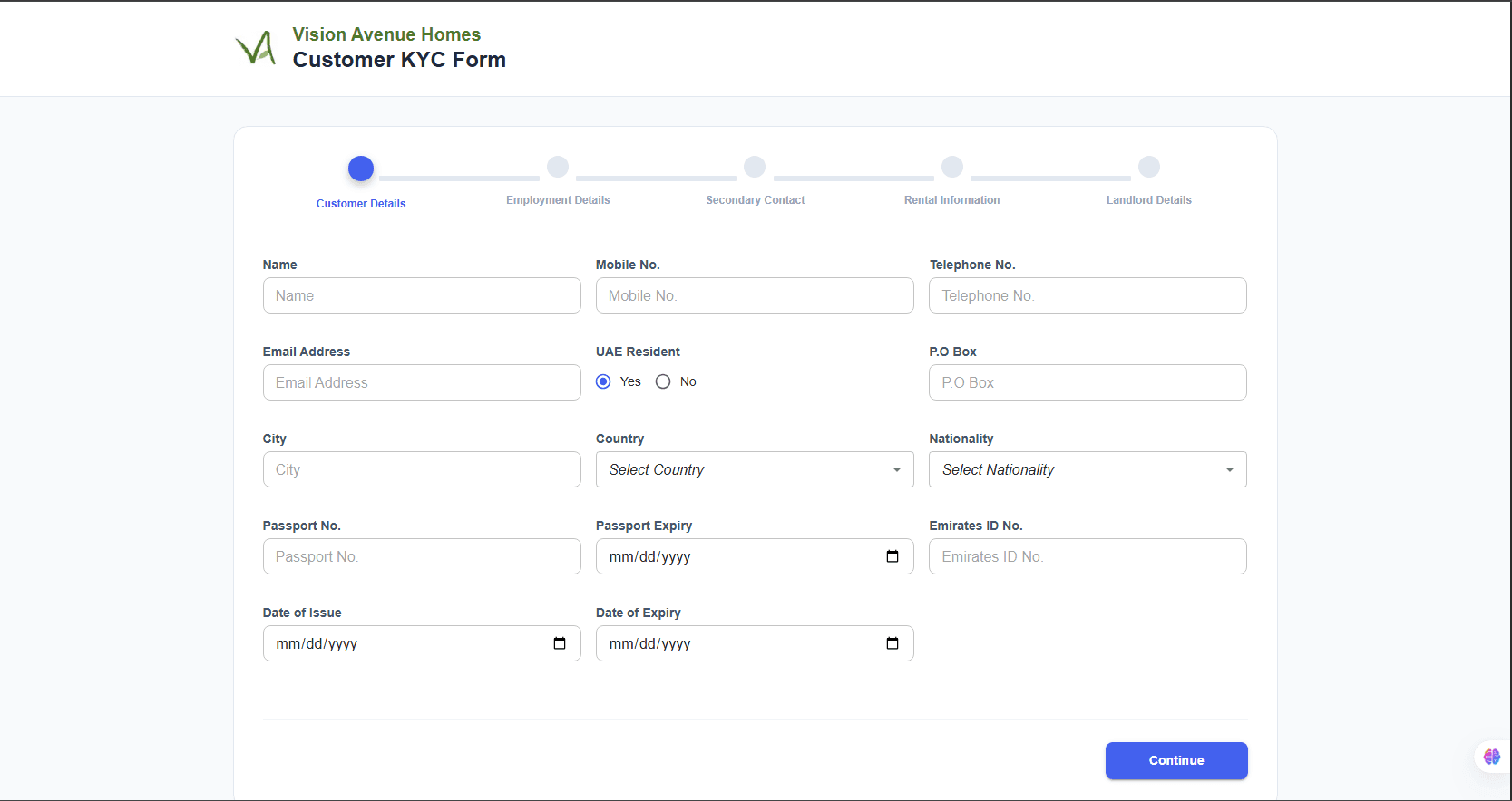 Vision Avenue Homes KYC Form